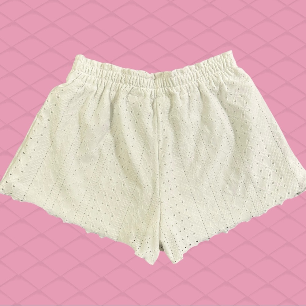 Girl's H&M White Eyelet Embroidered Loose-Fit Cotton Shorts - Size 14